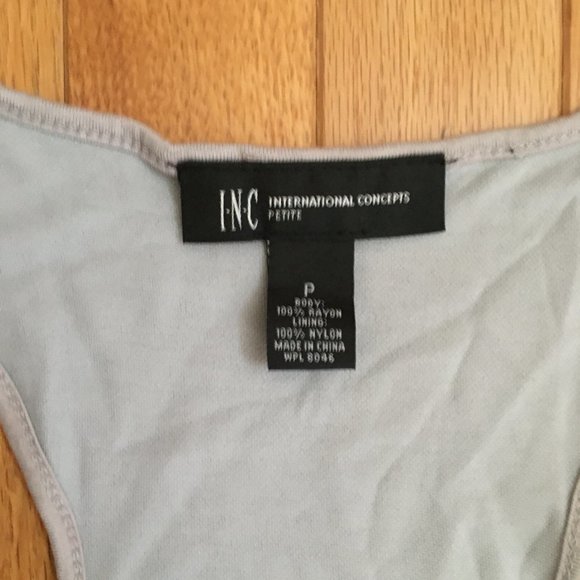 INC International Concepts Blue Grey Flower Racer back Tank Top Size P - Picture 3 of 7